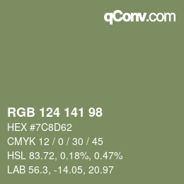Farbcode: RGB 124 141 98 | qconv.com