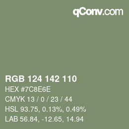 Farbcode: RGB 124 142 110 | qconv.com