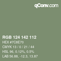 Código de color: RGB 124 142 112 | qconv.com