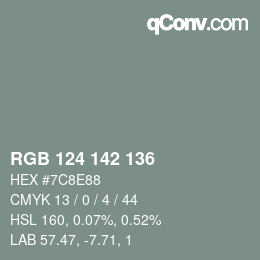 Farbcode: RGB 124 142 136 | qconv.com