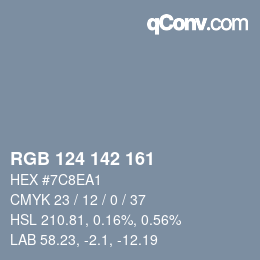Color code: RGB 124 142 161 | qconv.com