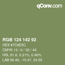 カラーコード: RGB 124 142 92 | qconv.com