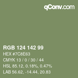 Farbcode: RGB 124 142 99 | qconv.com