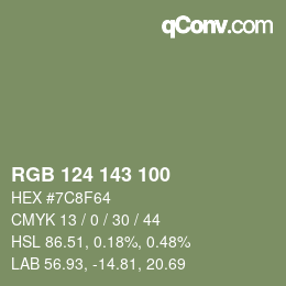 Farbcode: RGB 124 143 100 | qconv.com