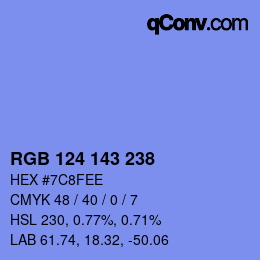 Color code: RGB 124 143 238 | qconv.com