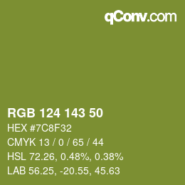 カラーコード: RGB 124 143 50 | qconv.com