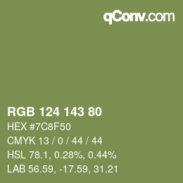 カラーコード: RGB 124 143 80 | qconv.com