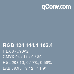 カラーコード: RGB 124 144.4 162.4 | qconv.com