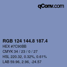 カラーコード: RGB 124 144.8 187.4 | qconv.com
