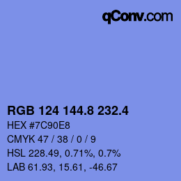 カラーコード: RGB 124 144.8 232.4 | qconv.com