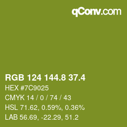 カラーコード: RGB 124 144.8 37.4 | qconv.com