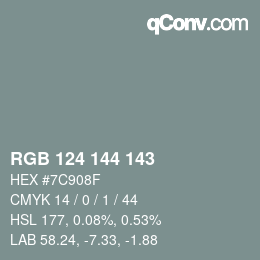 カラーコード: RGB 124 144 143 | qconv.com