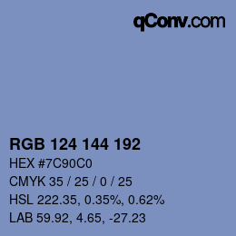 カラーコード: RGB 124 144 192 | qconv.com