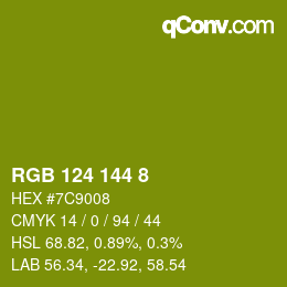 Color code: RGB 124 144 8 | qconv.com