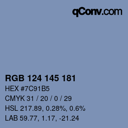 Color code: RGB 124 145 181 | qconv.com