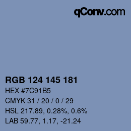 Color code: RGB 124 145 181 | qconv.com