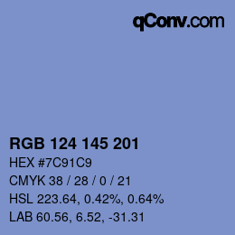 カラーコード: RGB 124 145 201 | qconv.com