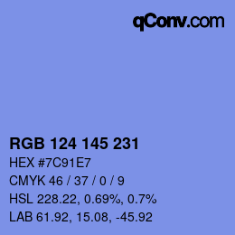 Color code: RGB 124 145 231 | qconv.com