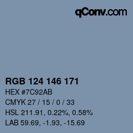 Farbcode: RGB 124 146 171 | qconv.com