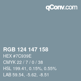 カラーコード: RGB 124 147 158 | qconv.com