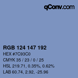 Color code: RGB 124 147 192 | qconv.com