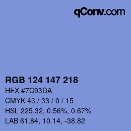 Color code: RGB 124 147 218 | qconv.com