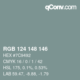 Código de color: RGB 124 148 146 | qconv.com