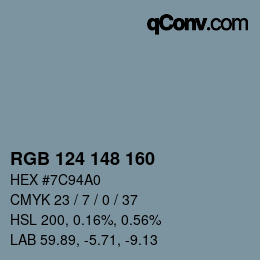 Código de color: RGB 124 148 160 | qconv.com