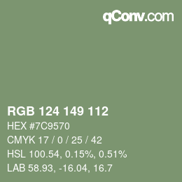 颜色代码: RGB 124 149 112 | qconv.com