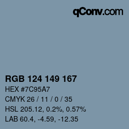 Código de color: RGB 124 149 167 | qconv.com