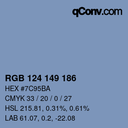 Color code: RGB 124 149 186 | qconv.com