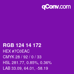 Color code: RGB 124 14 172 | qconv.com