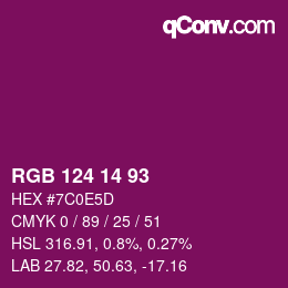 Color code: RGB 124 14 93 | qconv.com