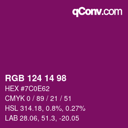 颜色代码: RGB 124 14 98 | qconv.com