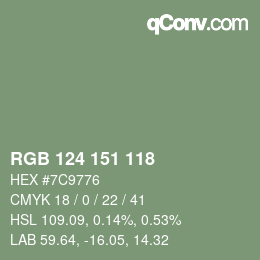 Color code: RGB 124 151 118 | qconv.com