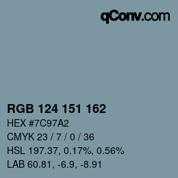 Color code: RGB 124 151 162 | qconv.com