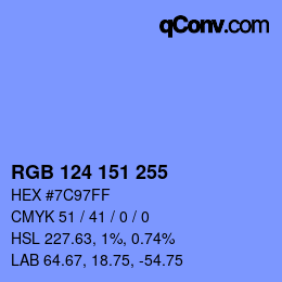 Color code: RGB 124 151 255 | qconv.com