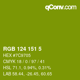 カラーコード: RGB 124 151 5 | qconv.com