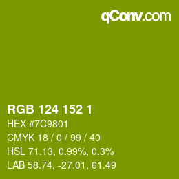颜色代码: RGB 124 152 1 | qconv.com