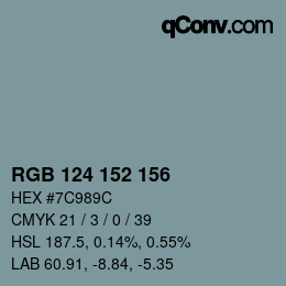 Color code: RGB 124 152 156 | qconv.com