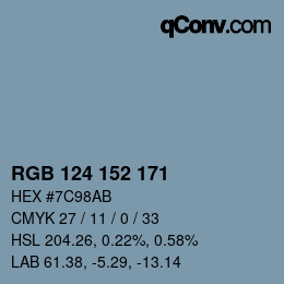 Color code: RGB 124 152 171 | qconv.com