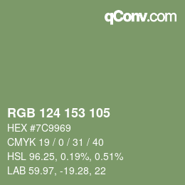 Color code: RGB 124 153 105 | qconv.com