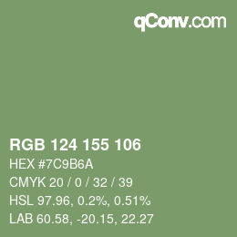 Farbcode: RGB 124 155 106 | qconv.com