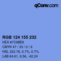 Color code: RGB 124 155 232 | qconv.com