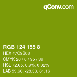 Color code: RGB 124 155 8 | qconv.com