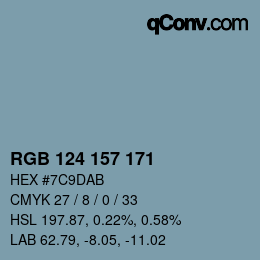 Color code: RGB 124 157 171 | qconv.com