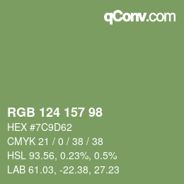 Color code: RGB 124 157 98 | qconv.com