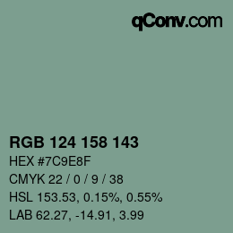 カラーコード: RGB 124 158 143 | qconv.com