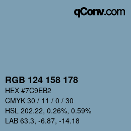 颜色代码: RGB 124 158 178 | qconv.com