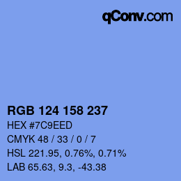 カラーコード: RGB 124 158 237 | qconv.com